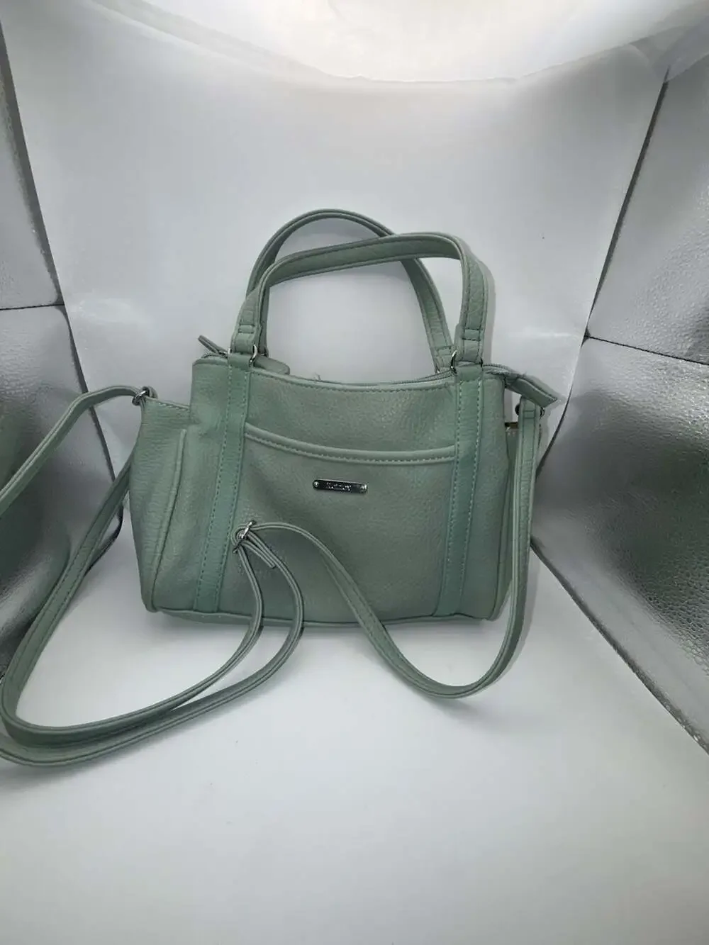 Koltov Mint Green Pebble Vegan Leather Small Satchel Crossbody Bag